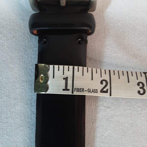 Cobbler Canada Mens Classic Belt 36 Waist Shiny Black Leather Brass Buckle - Picture 12 of 12